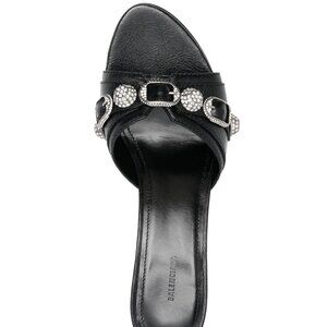 Share BALENCIAGA Cagole Studded Buckled Leather Heels Slides Mules Sandals Size